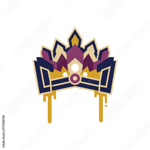 intricate stylized mask crown focused on main subject no background details.