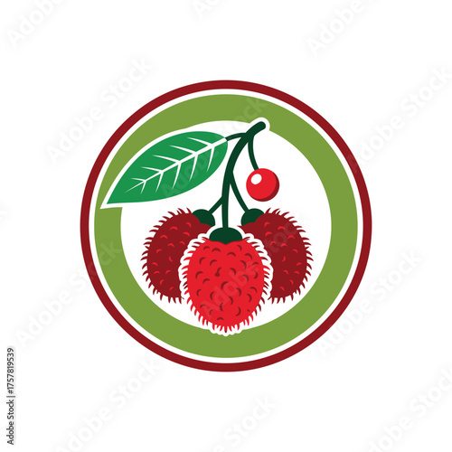 focus on main subject cherries fruit logo design circle.