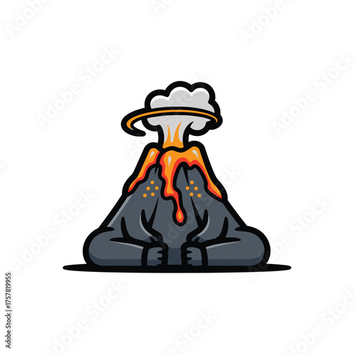 focused on main subject with chef hat illustration subject in molten lava style.