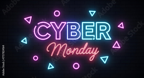 Massive Three Dimensional Glowing Cyber Monday Text Floating Above Detailed Circuit Board With Microchips And Vibrant Pink Blue Bokeh Light Effects For High Tech Online Shopping Discount Promotion 