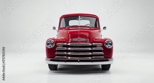 Classic Red Pickup Truck Front View Studio Shot