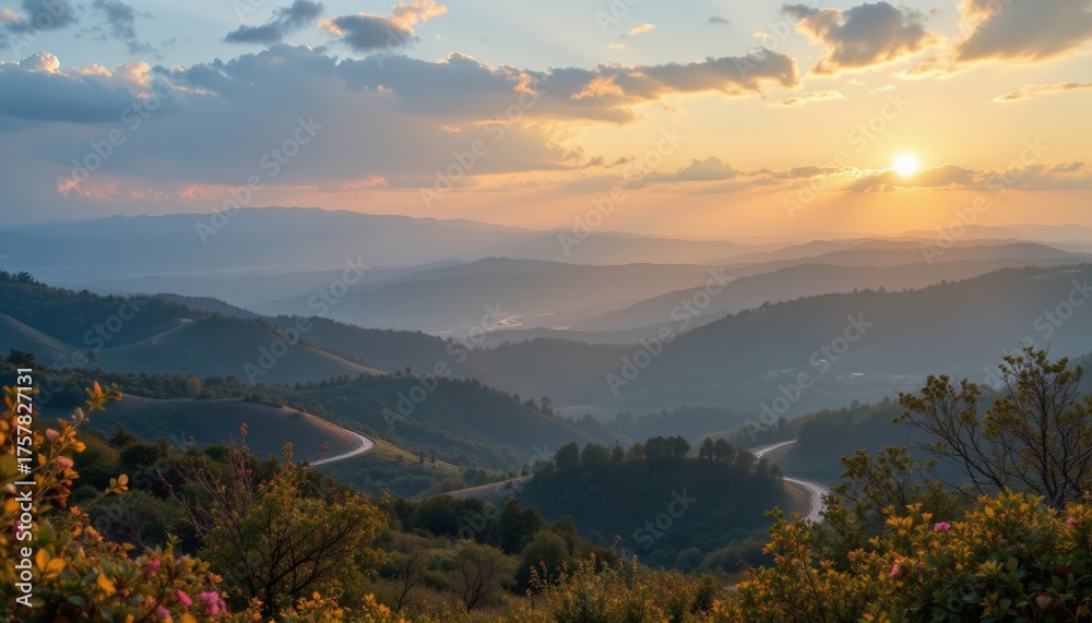 Obraz premium Mountain Landscape at Sunset
