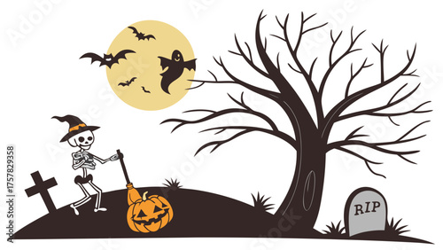 halloween background with pumpkin and bats halloween, autumn, moon, tree, celebration, design, evil, ghost, orange, silhouette, scary, illustration, vector, pumpkin, night, holiday, bat, horror, spook