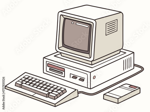 illustration of a computer with a printer computer, technology, notebook, keyboard, paper, data, portable, communication, digital, mobile, screen, office, laptop, business, monitor, internet, printer,