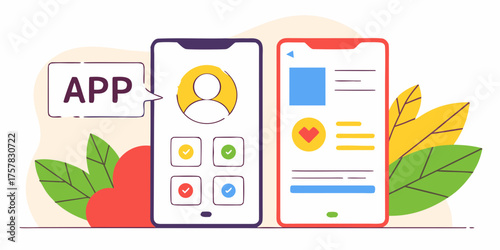 mobile phone with social network mobile, app, computer, communication, media, smart, illustration, pc, business, vector, screen, internet, technology, phone, tablet, smartphone, application, web, lapt