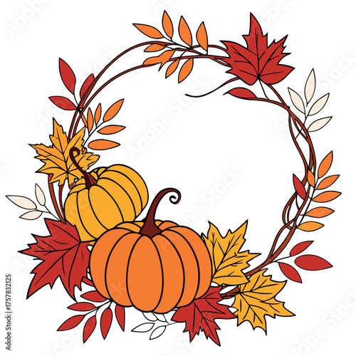 autumn background with pumpkin and leaves border, october, season, food, vector, thanksgiving, pumpkin, autumn, leaf, fall, holiday, pumpkins, design, card, decoration, plant, leaves, vegetable, orang
