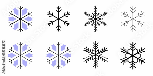 set of abstract geometric elements christmas, set, star, season, symbol, celebration, frozen, shape, flake, ornament, pattern, design, ice, winter, snow, vector, snowflake, decoration, snowflakes, col