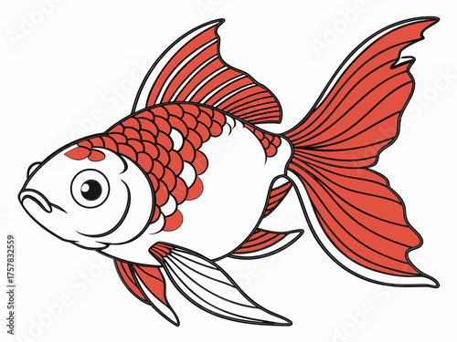 vector illustration of a goldfish silhouette, underwater, swimming, ocean, nature, water, fish, sea, vector, goldfish, fishing, color, gold, fin, art, drawing, tropical, animal, aquarium, cartoon, 