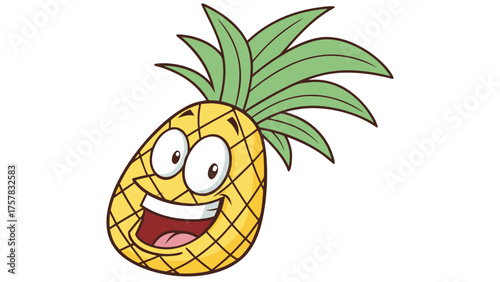 pineapple cartoon illustration fruit, orange, nature, juicy, art, juice, ripe, plant, vitamin, green, fresh, leaf, food, vector, cartoon, healthy, yellow, apple, mango, tropical, lemon, organic,