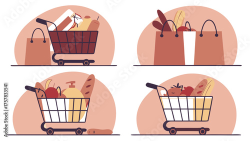 set of easter eggs in basket cupcake, vector, illustration, bag, cream, basket, cartoon, cake, birthday, chocolate, design, celebration, muffin, cart, card, pink, icon, dessert, food, shopping, sweet,