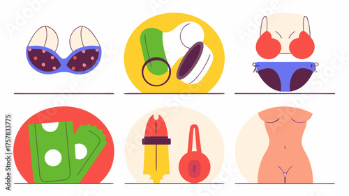set of summer accessories hat, woman, food, illustration, set, icon, summer, pattern, cartoon, clothes, sign, collection, fashion, icons, vector, beach, design