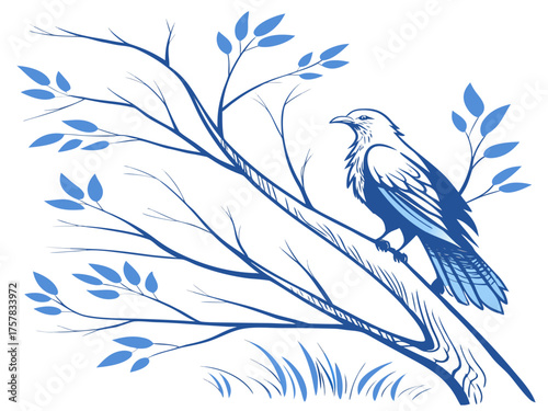 vector illustration of a bird sparrow, wing, spring, design, illustration, bird, tree, nature, flower, drawing, love, winter, floral, singing, art, leaf, cute, animal, vector, branch, birds, cartoon, 