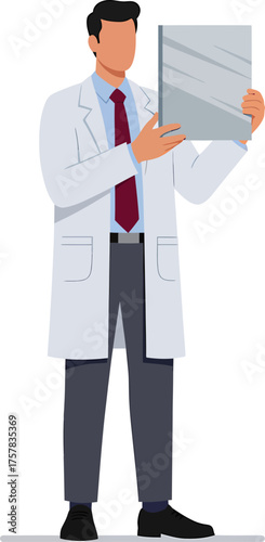 Doctor holding medical scan in lab coat