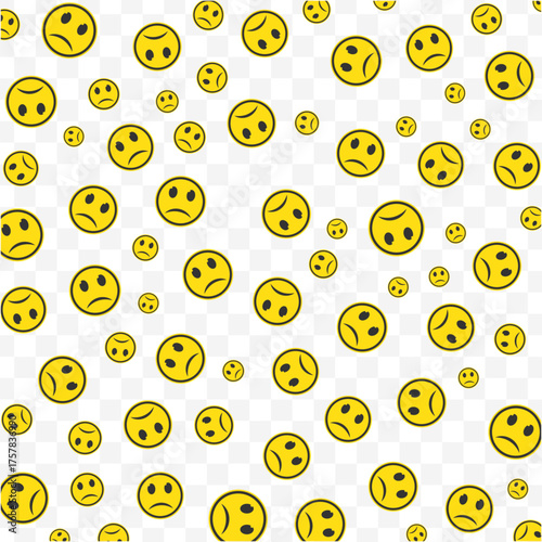Expressive sad faces pattern background for social media marketing or emotional wellness content, perfect for mental health campaigns or digital design projects