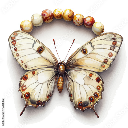 watercolor of Butterfly Bracelet, vector, isolated on a white background.