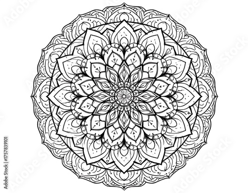 Intricate black and white mandala design (7)
