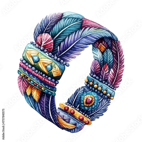Bracelet, watercolor illustration vector, isolated on a white background.
