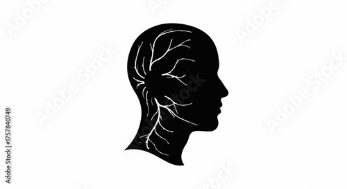 Silhouette of a human head with branching neural pathways, symbolizing thought and memory