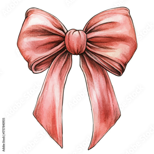 Bowknot Brooch, watercolor clipart vector, isolated on a white background.