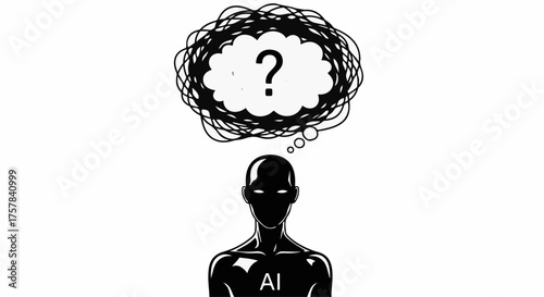 Artificial intelligence robot contemplating a complex question or problem