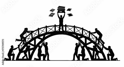 Teamwork builds a bridge for success, carrying knowledge and achievement forward.