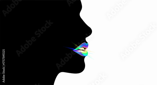 Vibrant rainbow light illuminates diverse lips, symbolizing expression and individuality