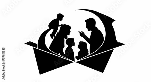 Family embracing each other in a warm, protective circle, symbolizing unity and love.