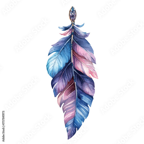 Boho Pendant, watercolor drawing vector, isolated on a white background.