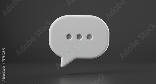 A clean 3D rendered chat bubble icon with three dots