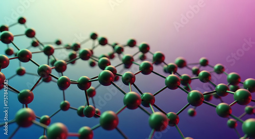 Abstract scientific background showing a complex molecular network of interconnected atoms, representing nanotechnology and future innovations