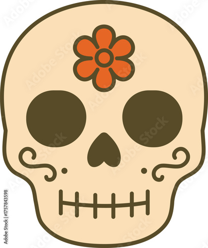 Colorful Catrina skull head for Day of the Dead
