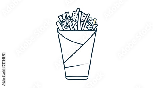 French Fries Illustration - A Simple and Clean Line Art Design.