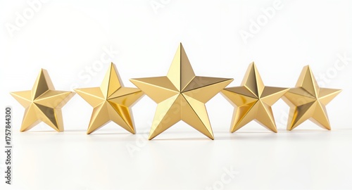 A Row of Five Golden Stars in a Gradient Display