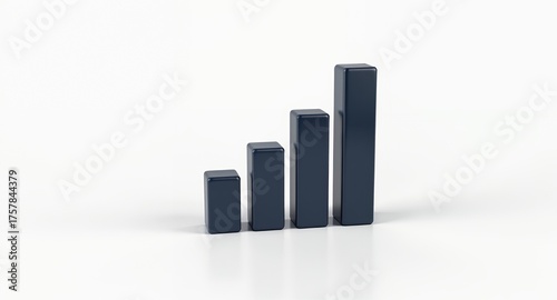 A simple 3D bar graph showing upward growth and increasing trends