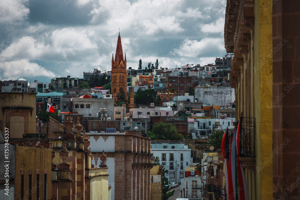 Obraz premium Zacatecas City with its colonial architecture and beautiful tower of the Temple of the Virgin of Fatima