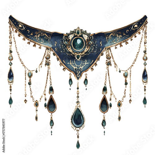 watercolor vector of Belly Chain, isolated on a white background.