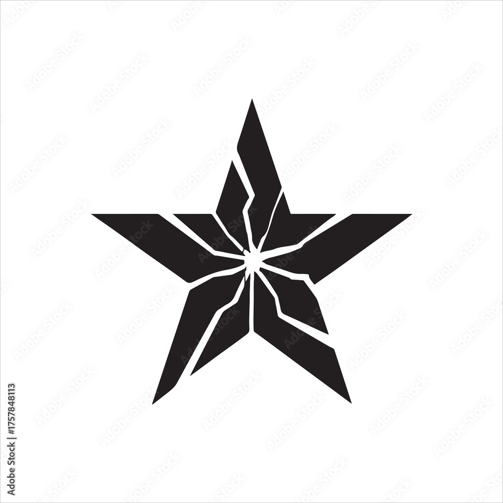 Obraz premium Cracked Star Vector Icon Symbolizing Failure and Broken Dreams with a Bold Minimalist Aesthetic on White Background