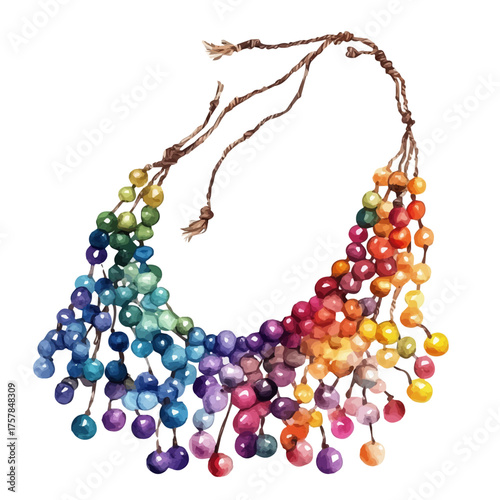 watercolor vector of Beaded Anklet, isolated on a white background.