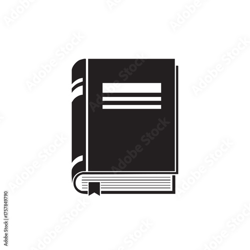 Black Silhouette of a Hardcover Book with Bookmark