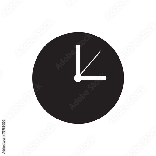 Minimalist Black Clock Face with White Hands Indicating Time