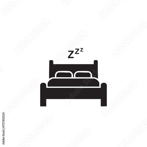Simple black icon of a bed with pillows and "zzz" indicating sleep