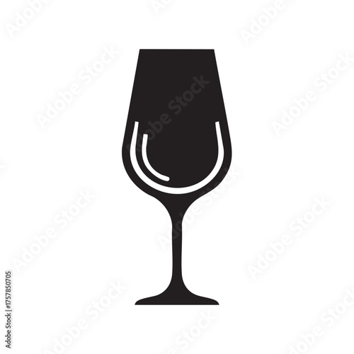 Simple Black Silhouette of a Wine Glass with Stem