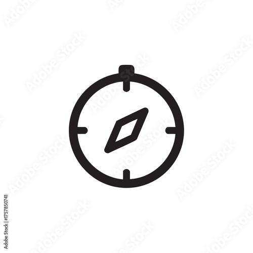 Simple Line Art Compass Icon for Navigation and Direction