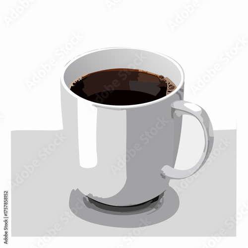 Vector 3D realistic mockup of ceramic white coffee mug. Template with porcelain cup of tea for design of branding identity. Easy to change colour. Isolated from the background.