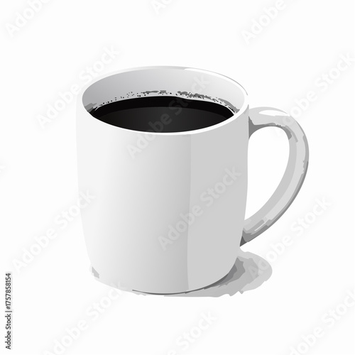 Vector 3D realistic mockup of ceramic white coffee mug. Template with porcelain cup of tea for design of branding identity. Easy to change colour. Isolated from the background.