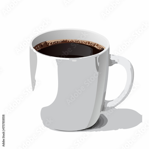 Vector 3D realistic mockup of ceramic white coffee mug. Template with porcelain cup of tea for design of branding identity. Easy to change colour. Isolated from the background.