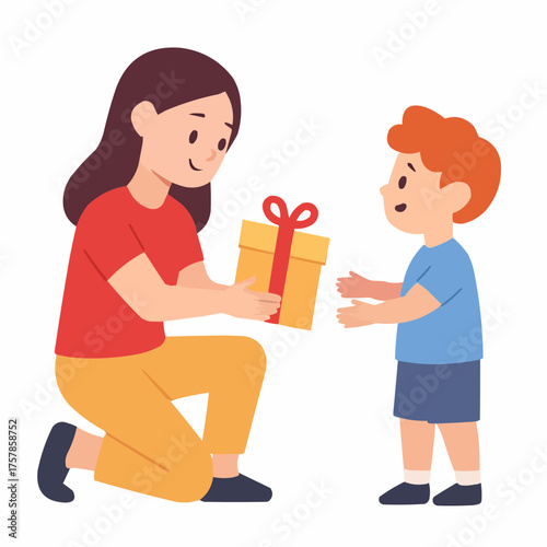 Sister Giving Gift to Sibling Vector