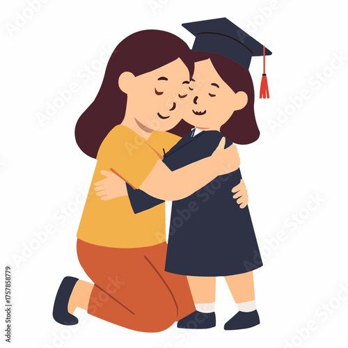 Sister Hugging Sibling at Graduation Vector