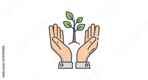 Hands gently holding a small plant, representing growth, care, and environmental responsibility, a symbol of nurturing life