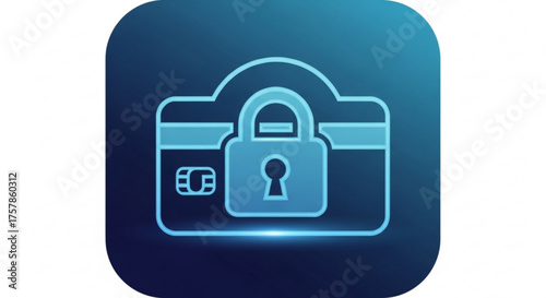 Secure Briefcase with Lock Icon on Gradient Blue Background